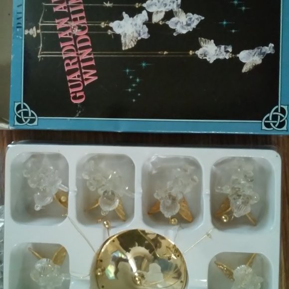Guardian Angel Wind chimes Gold Top With Clear Angels With Gold Wings New - Picture 2 of 6